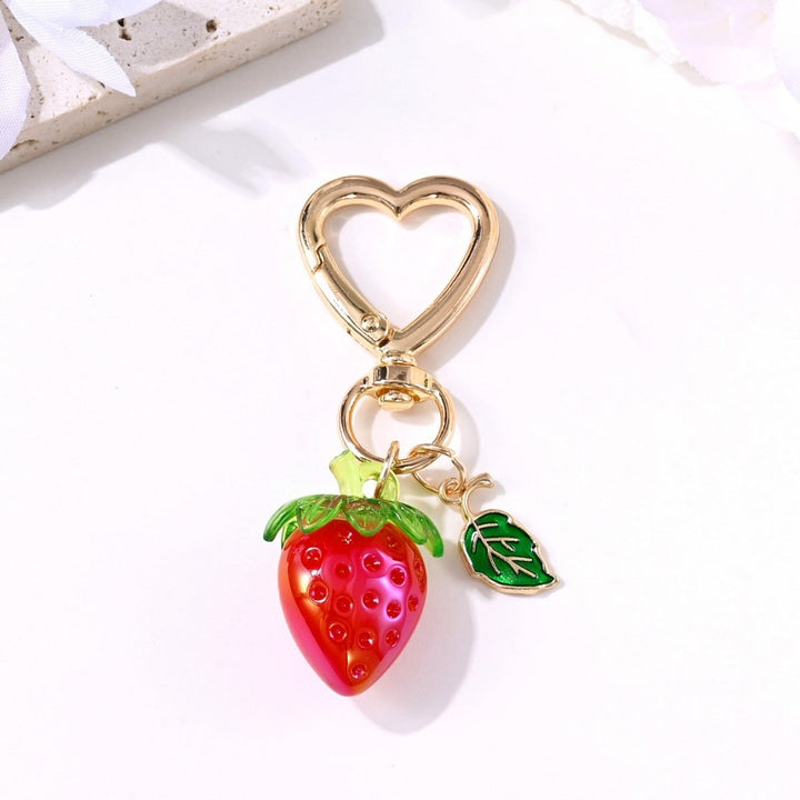 Girly sparkling strawberry charm for key organization, pretty.