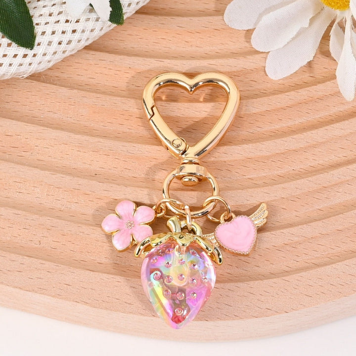 Collectible sparkling strawberry keychain for women, special.