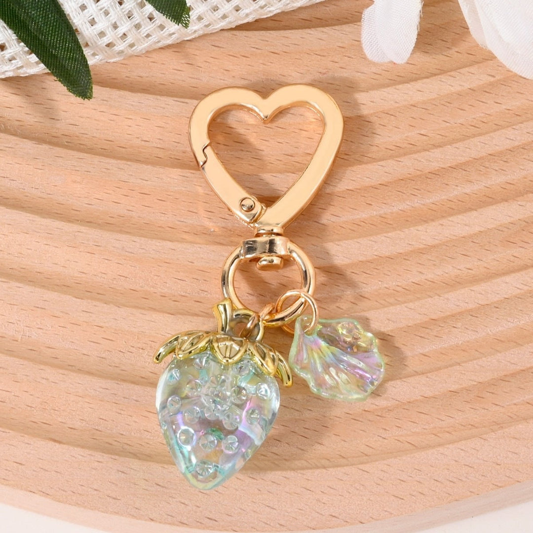 Personalized gift sparkling strawberry keychain, thoughtful.