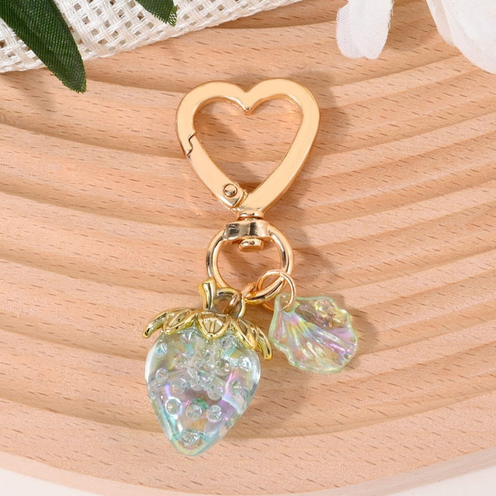 Personalized gift sparkling strawberry keychain, thoughtful.