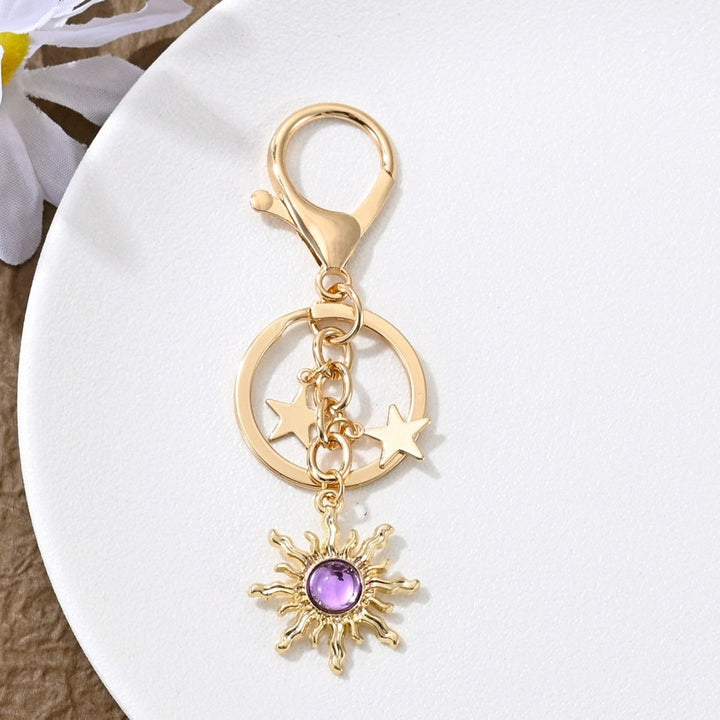 Durable metal sparkling sun & star women's keychain, long-lasting appeal.