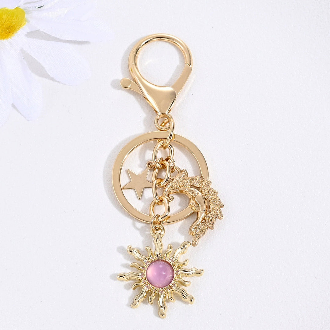 A perfect gift, this sparkling sun & star keychain charm for women.