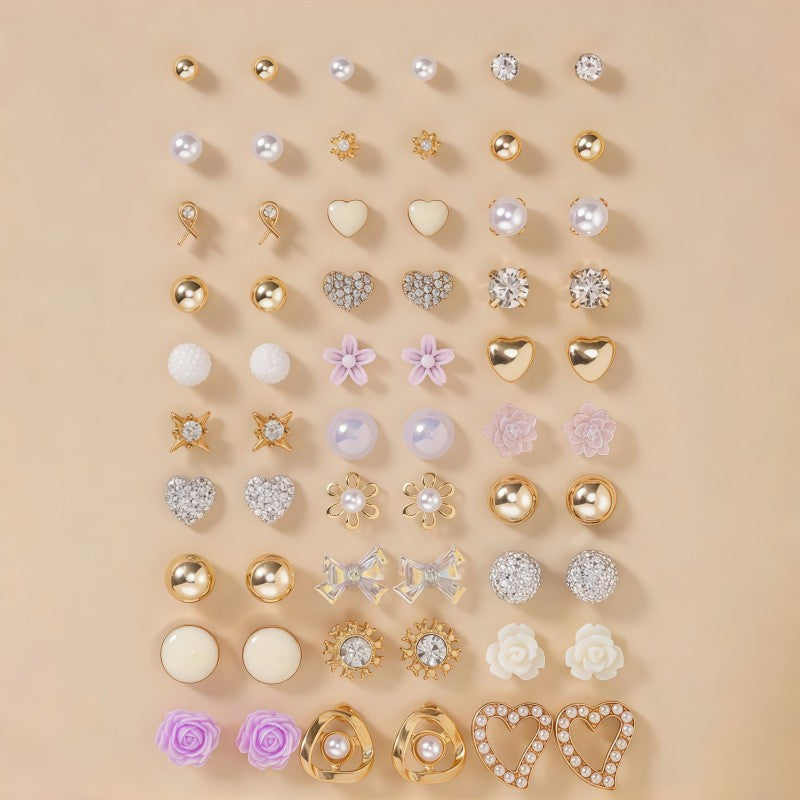 Chic sparkling stud earrings from a versatile women's jewelry set, everyday wear.