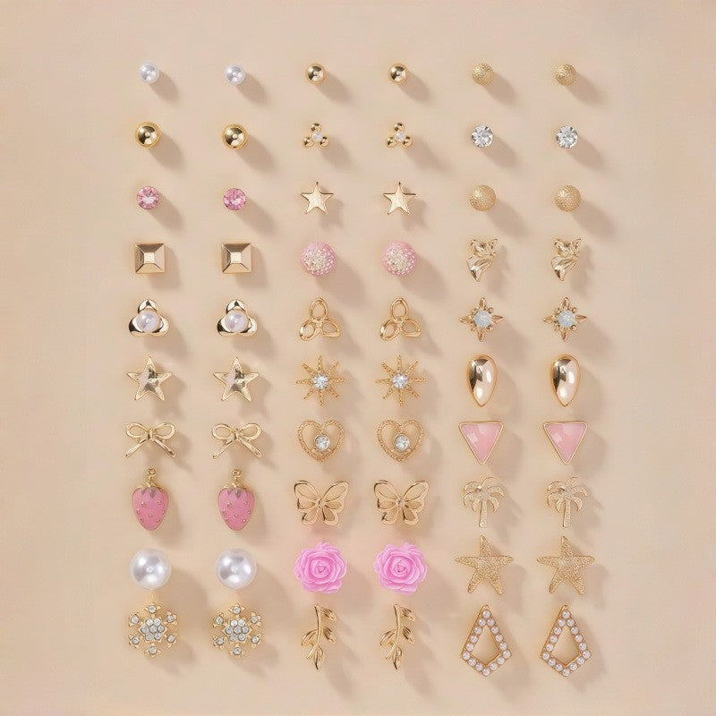 Women's sparkling stud & dangle earring set, elegant and versatile fashion jewelry.