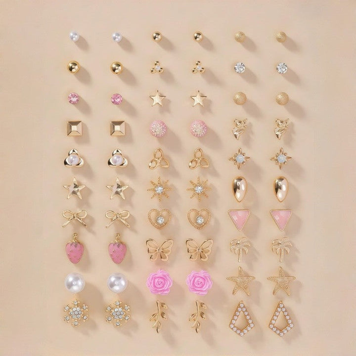 Women's sparkling stud & dangle earring set, elegant and versatile fashion jewelry.