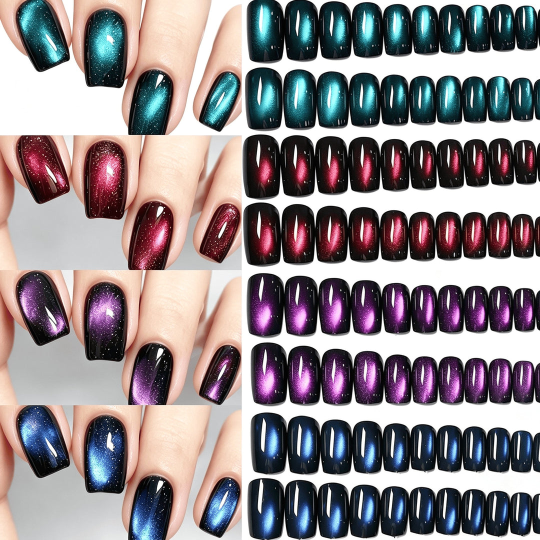 Sparkling women's gradient glitter press-on nail set for easy DIY manicure & stylish artificial nails.
