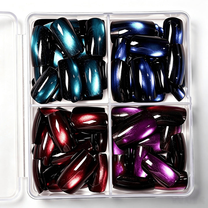 Dazzling women's gradient glitter press-on nails, perfect for a quick, stylish DIY manicure & nail art.