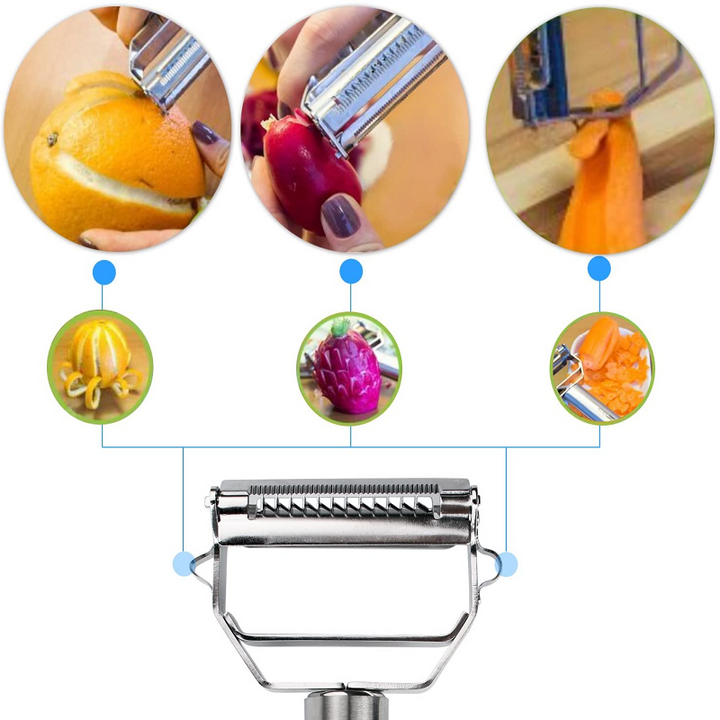 High-quality stainless steel dual-blade peeler, a robust and durable cooking tool for all your vegetable needs.