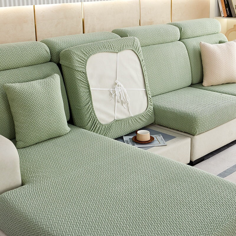 Soft, stretchable sectional sofa slipcover, ideal for a cozy living room and ultimate furniture safeguard.