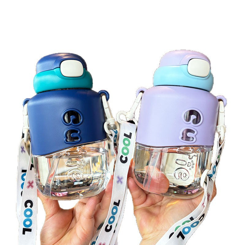 Women's 23 fl oz clear water bottle with time markers & ergonomic design, promoting consistent daily hydration.