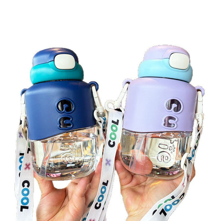 Women's 23 fl oz clear water bottle with time markers & ergonomic design, promoting consistent daily hydration.