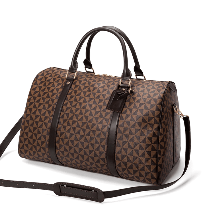 Sleek black men's travel duffel bag; durable and stylish weekend luggage for modern travel.