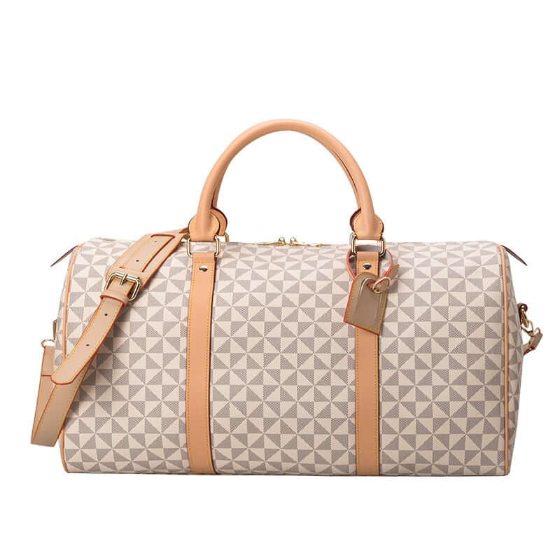 Spacious men's travel duffel bag with adjustable shoulder strap; stylish, durable travel accessory.