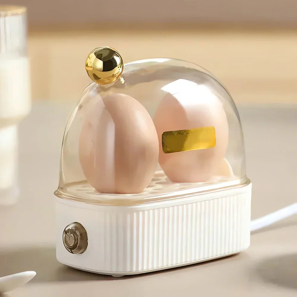 Retro kitchen electric egg cooker. Vintage style countertop appliance for perfect boiled or poached eggs.