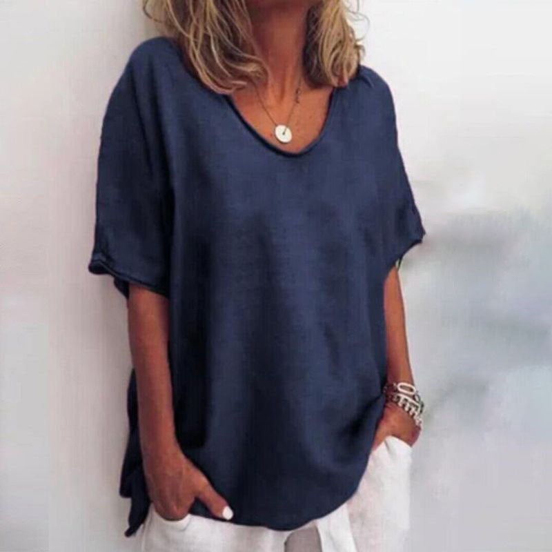 Comfortable loose blouse for women, a stylish spring fashion top with excellent tummy coverage.