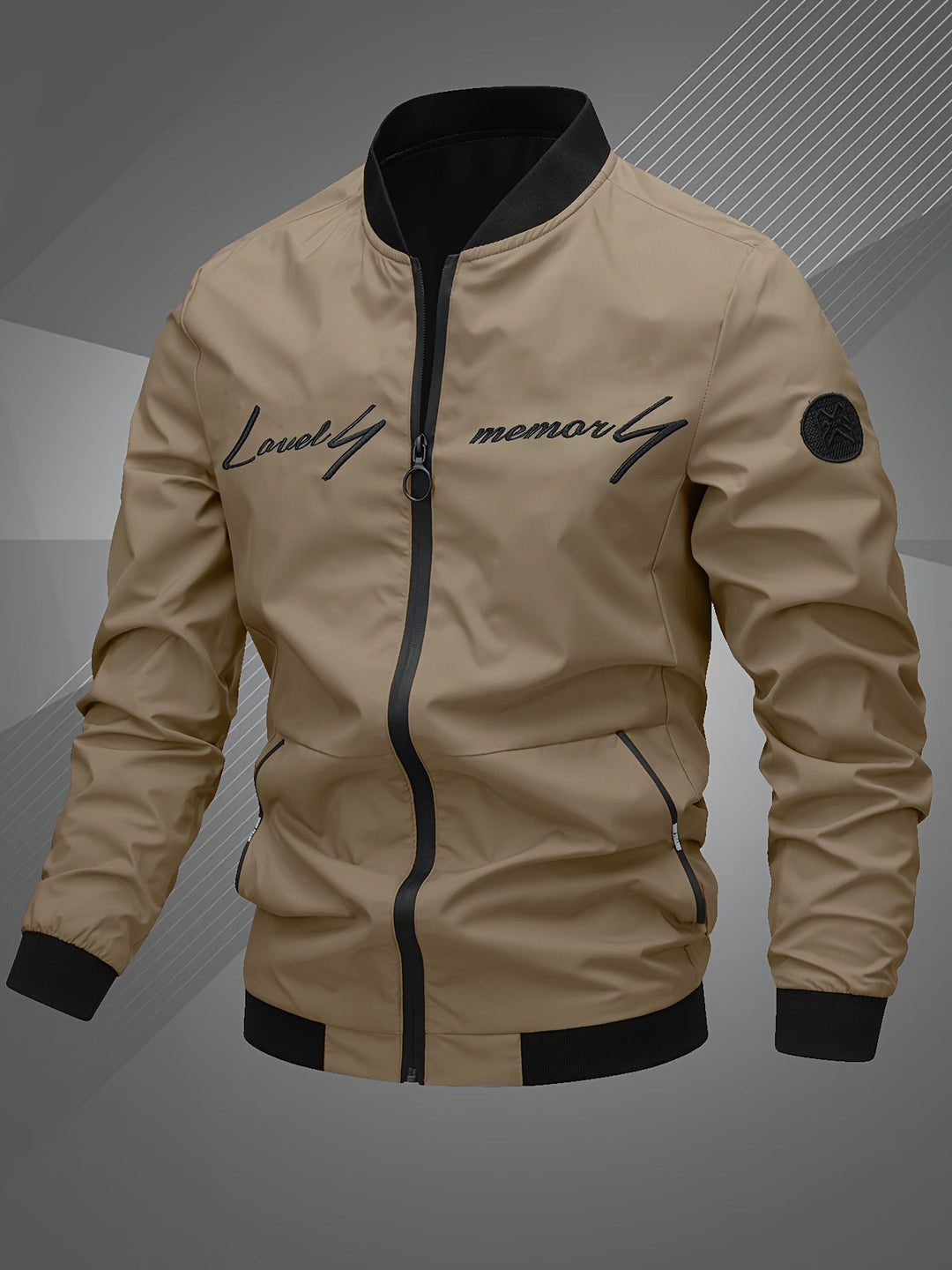 Men's fashionable bomber jacket in a classic dark shade, offering stylish outerwear for daily wear.
