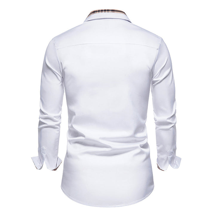 Men's comfortable long-sleeve plaid shirt, suitable as a casual shirt or business casual top.
