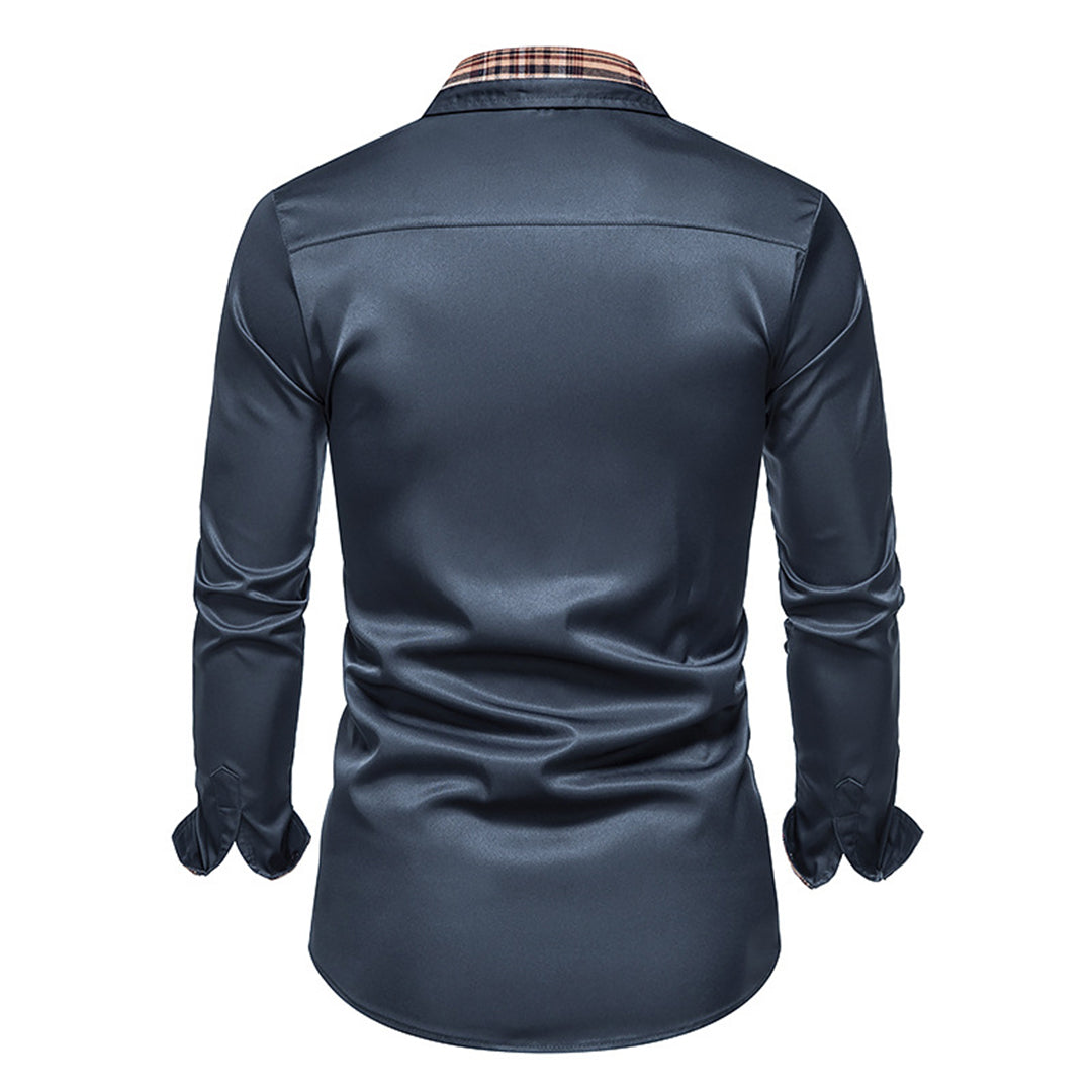 Trendy men's long-sleeve plaid shirt, a versatile casual shirt or smart business casual option.