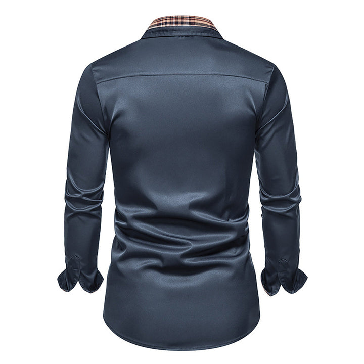 Trendy men's long-sleeve plaid shirt, a versatile casual shirt or smart business casual option.
