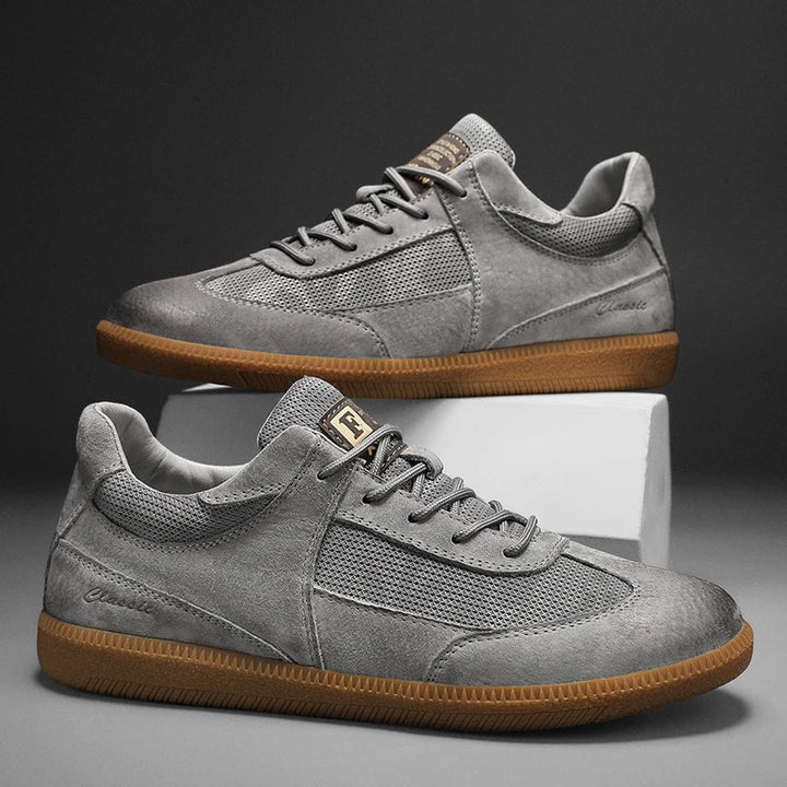 Comfortable men's lace-up sneakers, ideal for walking & everyday wear. Stylish casual athletic footwear with good grip.