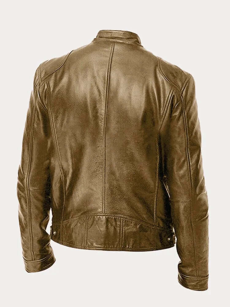 Stylish men's outerwear jacket, all-season, with a classic stand collar and zip.