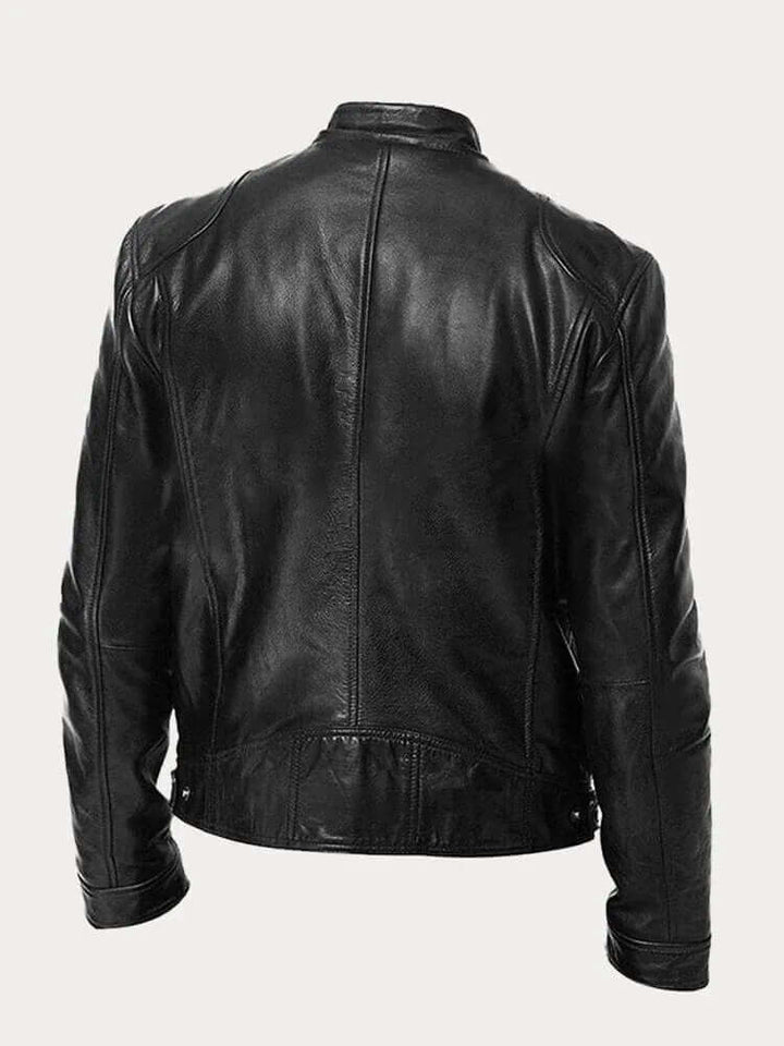 Versatile men's zip-up jacket with a sleek stand collar, great for all-season wear.