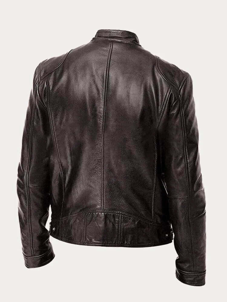 Classic men's outerwear jacket with stand collar and practical pockets.