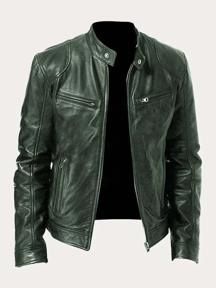 Stylish all-season men's jacket, a versatile layering piece with stand collar.