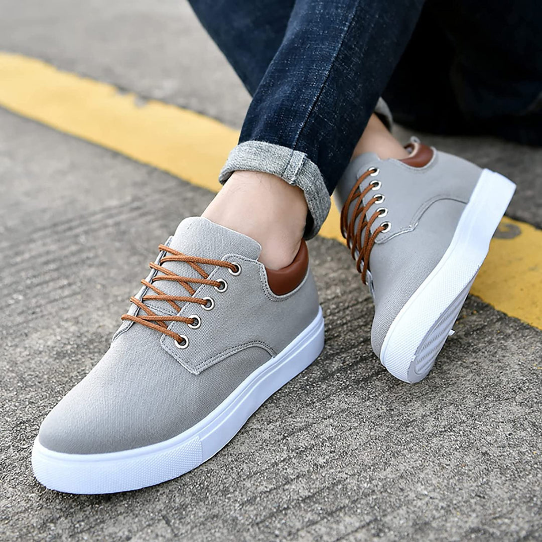Top-down view of men's comfortable lace-up low-top sneakers with a clean design.