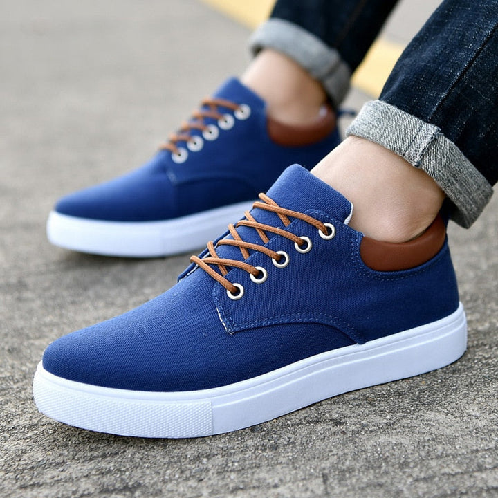Men's versatile low-top casual sneakers, lace-up, platform sole, for all-day wear.