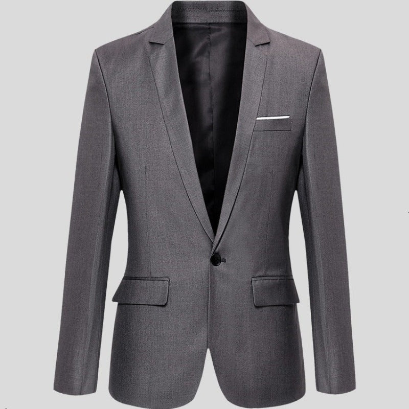 Stylish men's slim fit blazer, versatile for business, casual, or office wear.