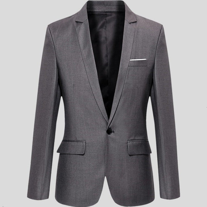 Stylish men's slim fit blazer, versatile for business, casual, or office wear.