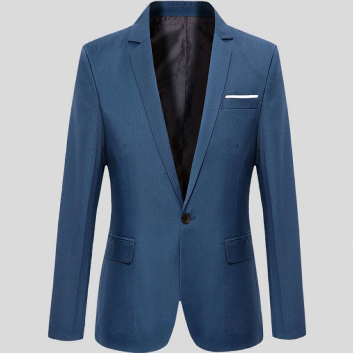 Modern men's slim fit casual blazer, a stylish and versatile formal jacket for contemporary fashion.