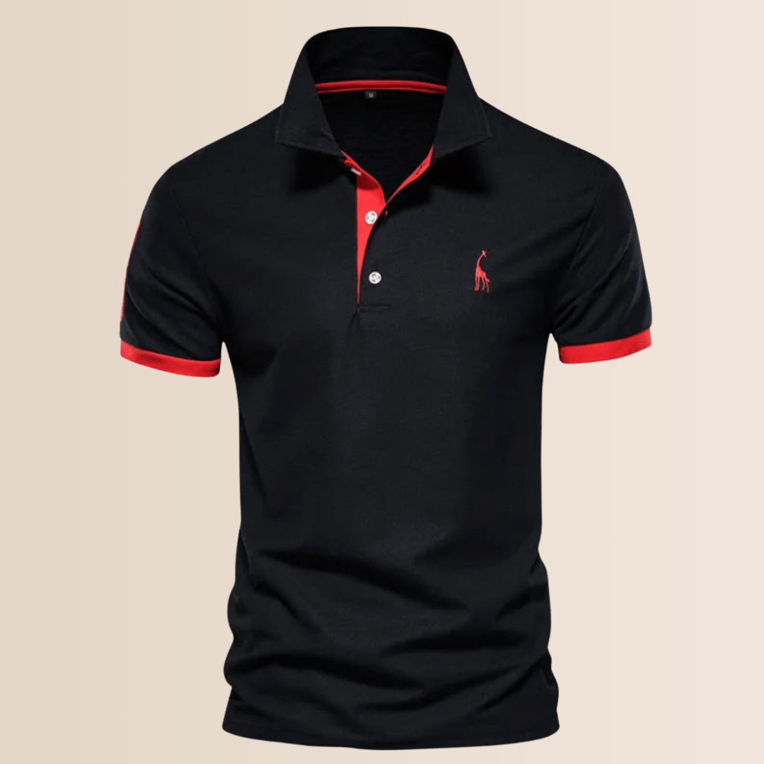 Casual men's short sleeve V-neck polo shirt featuring a modern stand collar for stylish spring & summer leisure.