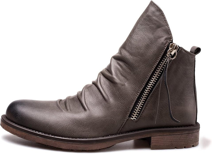 Comfortable men's ankle boots with convenient zipper for easy wear. A stylish and practical choice.