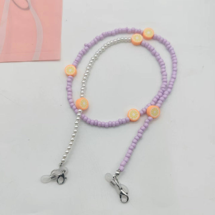 Elegant beaded eyeglasses chain, a versatile fashion accessory for glasses, sunglasses, or as a necklace.