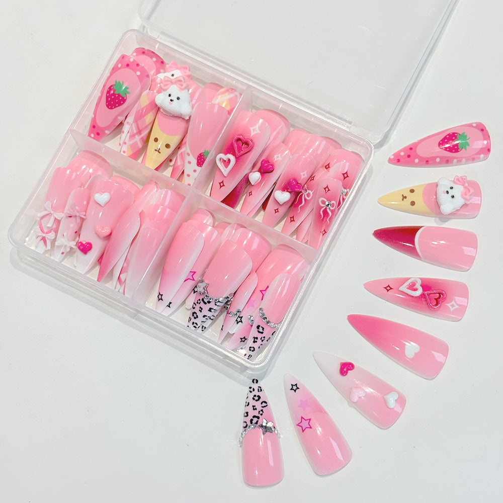 DIY purple artificial nails for women, easy press-on application for a fashionable and temporary nail art manicure.