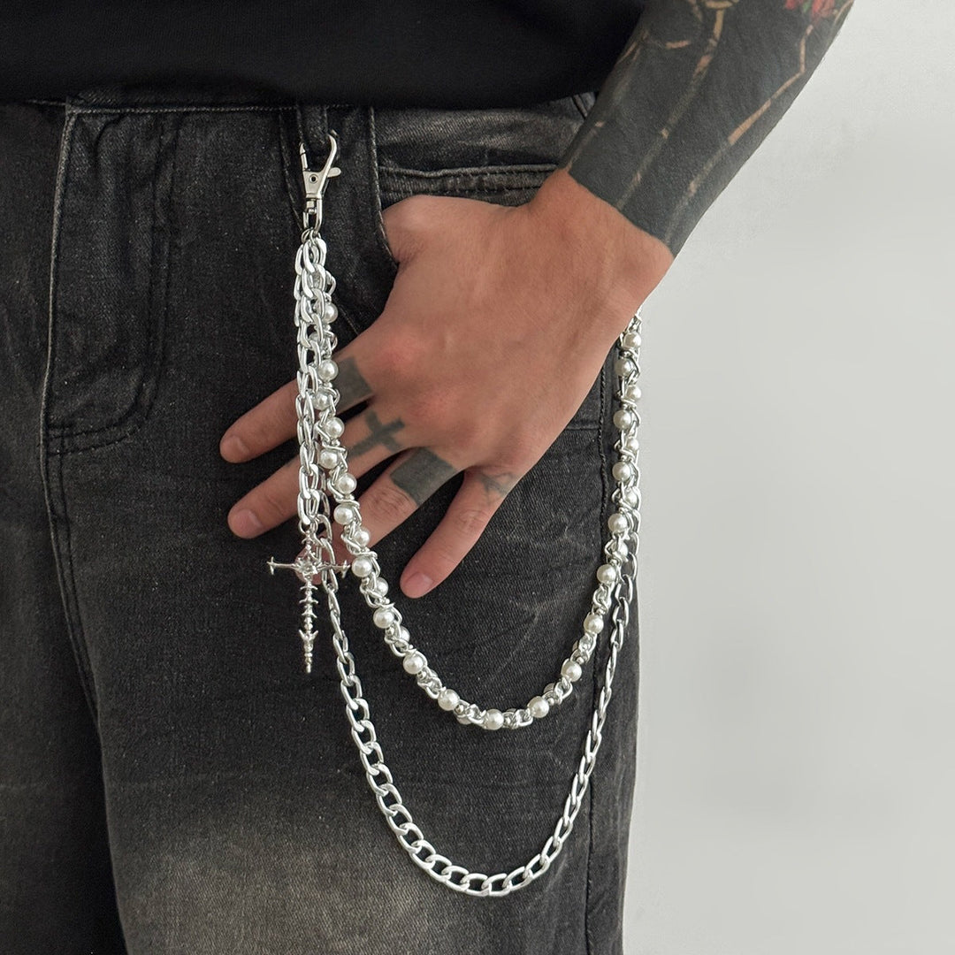 Designer-style fashion chain strap for bags. Metallic silver purse accessory for a chic, unique bag upgrade.