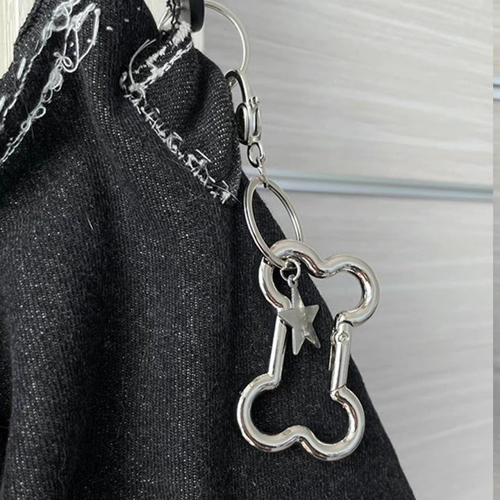 Shiny metallic star keychain pendant, a fashionable and durable bag accessory gift.