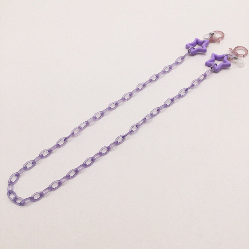 Delicate metal eyeglass holder chain with sparkling star charms. Perfect women's fashion eyewear accessory.