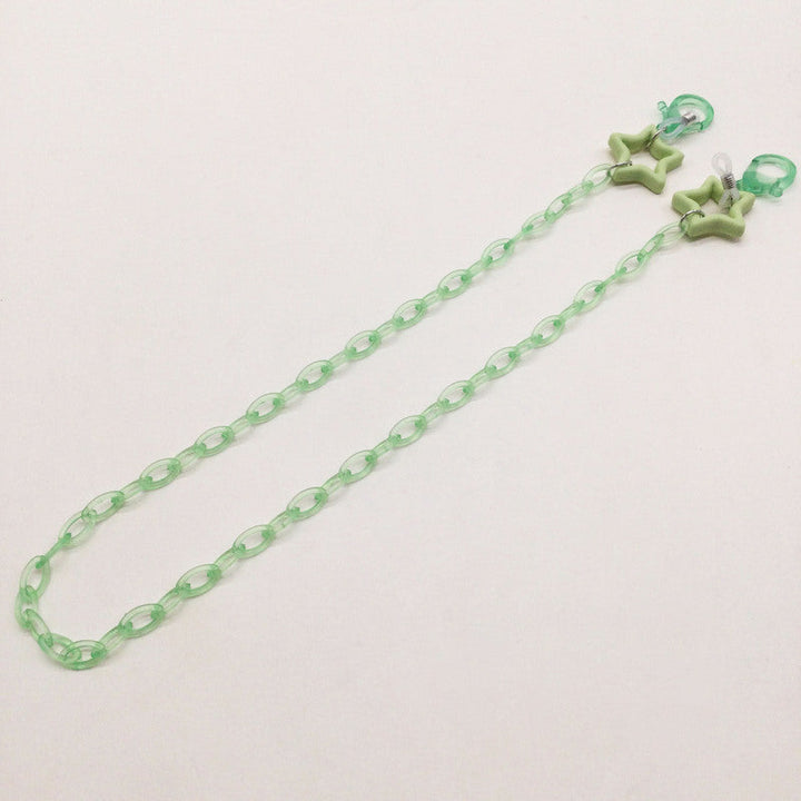 Lightweight star charm eyeglass chain for comfortable wear. Securely holds glasses & adds style.