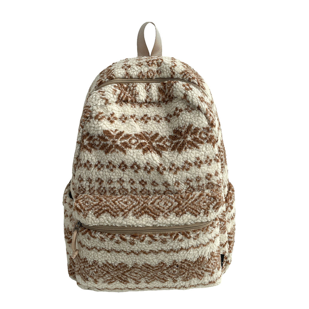 Fashionable textured backpack, perfect for casual daily use. Unisex design with durable material, available in brown, black, khaki.