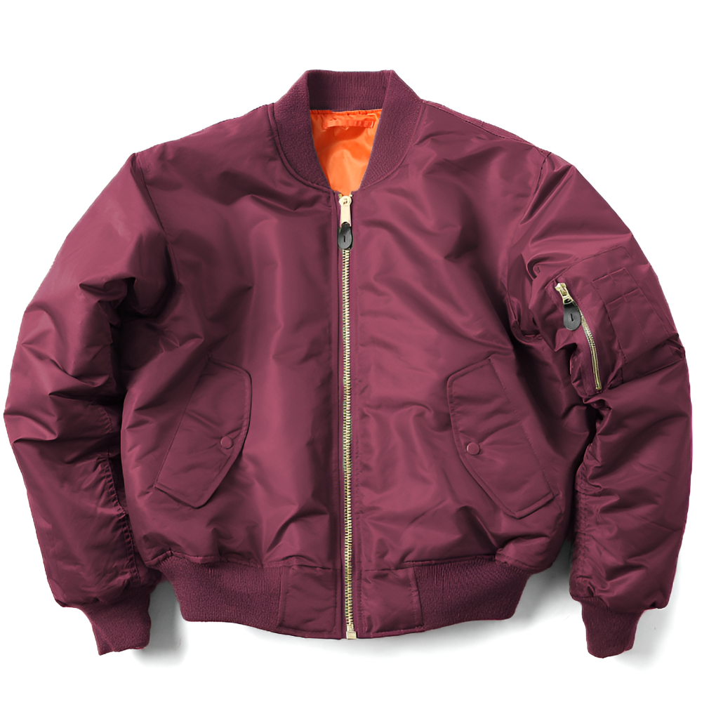 Model wearing a classic unisex bomber jacket, perfect for modern street style and versatile fashion.