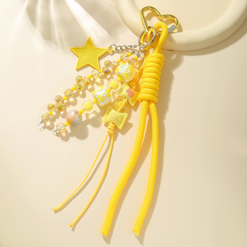 Vibrant heart charm keychain, a versatile bag & key accessory with a sturdy carabiner, suitable for all.