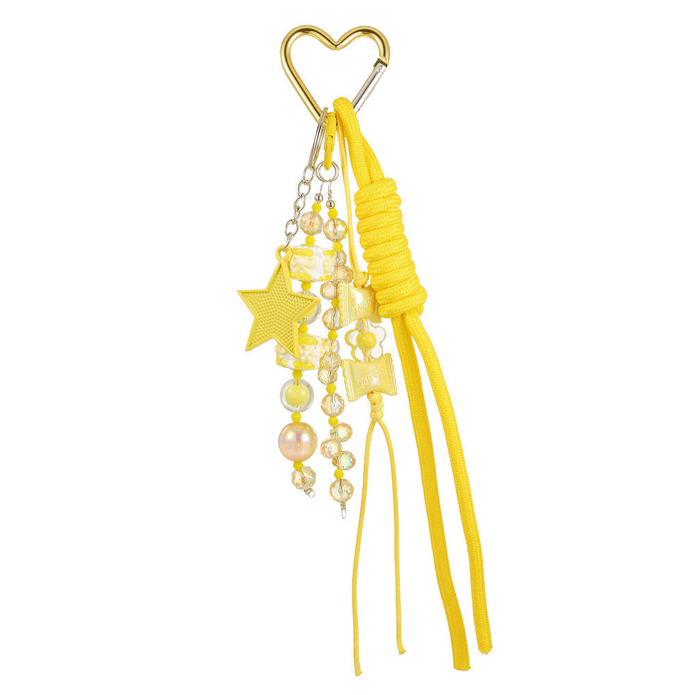 Durable heart charm keychain for keys & bags, a colorful unisex accessory featuring a secure carabiner.