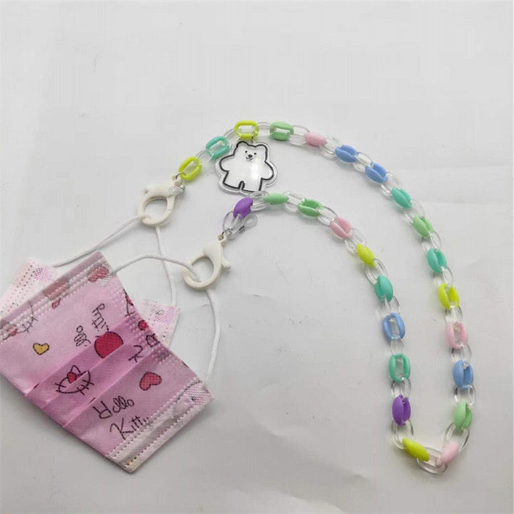 Decorative mask holder necklace, functional face mask lanyard accessory.
