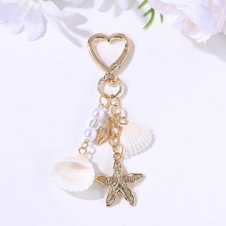 Versatile nautical star key holder. Unisex bag charm for keys or bags, ocean theme.
