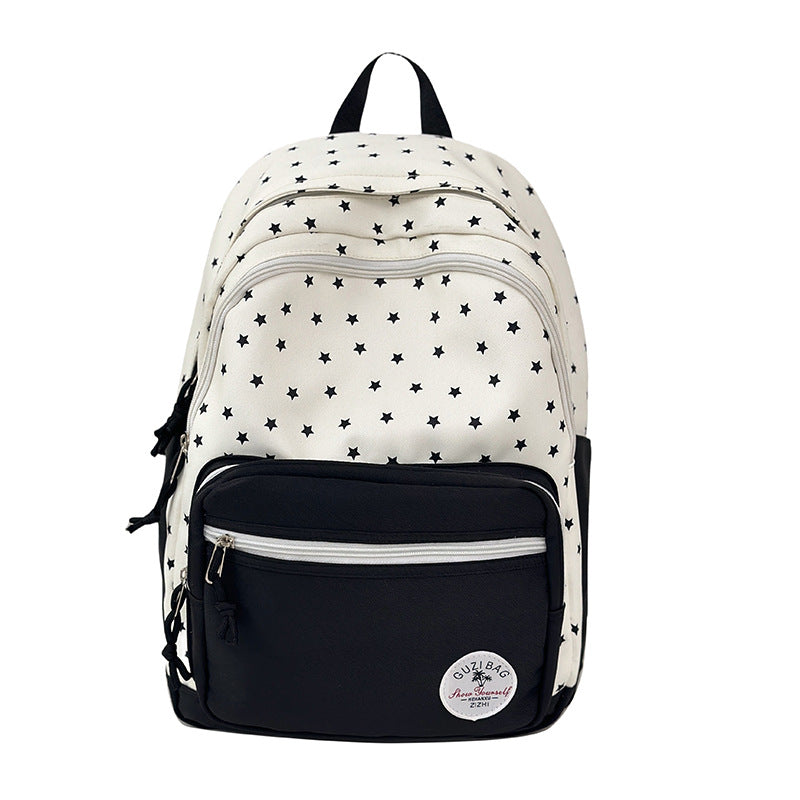 Unisex student backpack featuring a cool star pattern, an organized school bag for all ages.