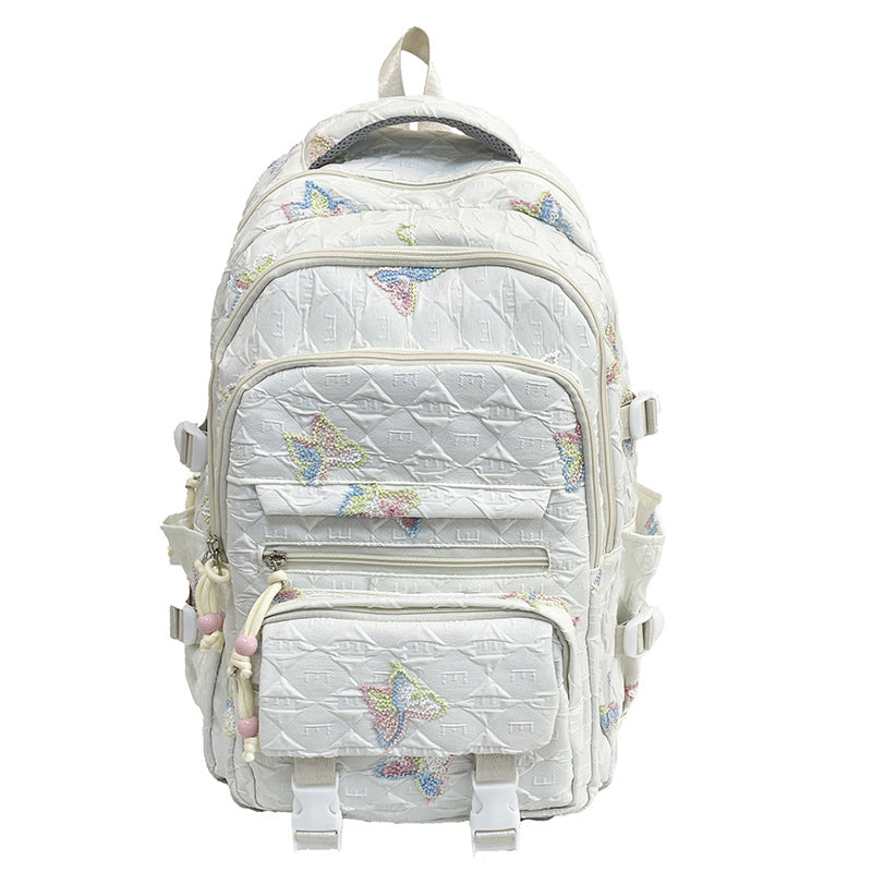 Versatile women's school or daily backpack, beautifully designed with stylish butterfly embellishments.