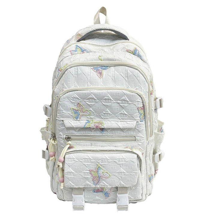 Versatile women's school or daily backpack, beautifully designed with stylish butterfly embellishments.